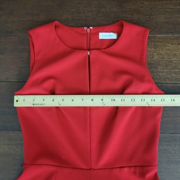 Calvin Klein Women's Red Sleeveless Fit & Flare Knee-Length Modest Dress Size 2 - Picture 8 of 10
